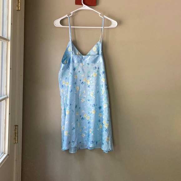 Vintage Cacique Lingerie Blue & Yellow Floral Slip Nightgown L NWT - Picture 3 of 7